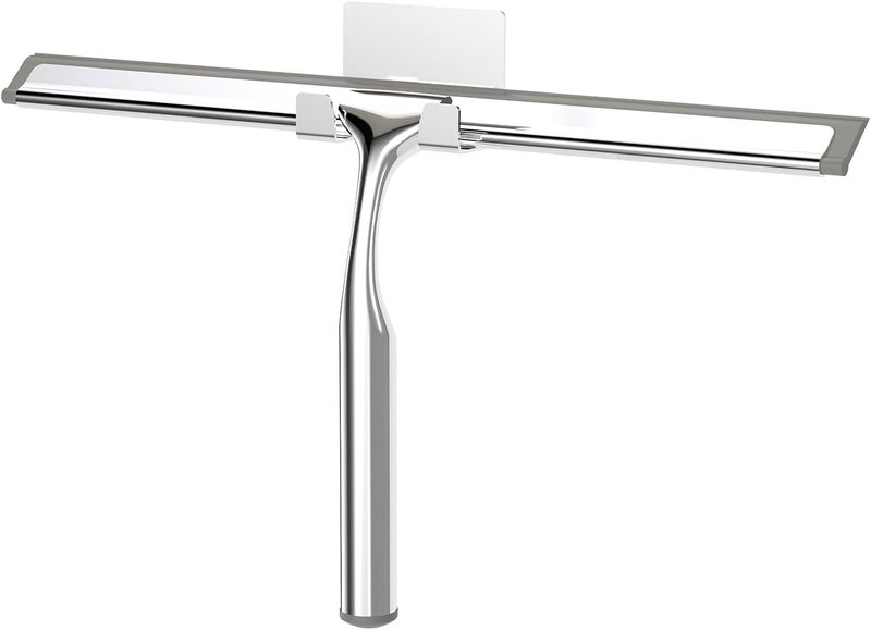 APLOP Shower Squeegee for Glass Doors, Squeegee for Shower Glass, Bathroom with Hook, Stainless Steel, 12-Inch Wide Blade for Efficient Cleaning, Perfect for Shower Glass,Tile Walls and Mirrors, Chrome - Image 1